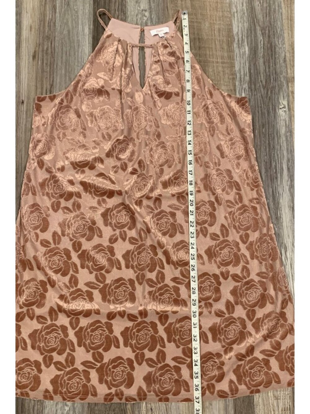 Candies True Mauve Pleated Halter Swing Dress XL Floral Print Keyhole Lined NEW - Picture 12 of 16